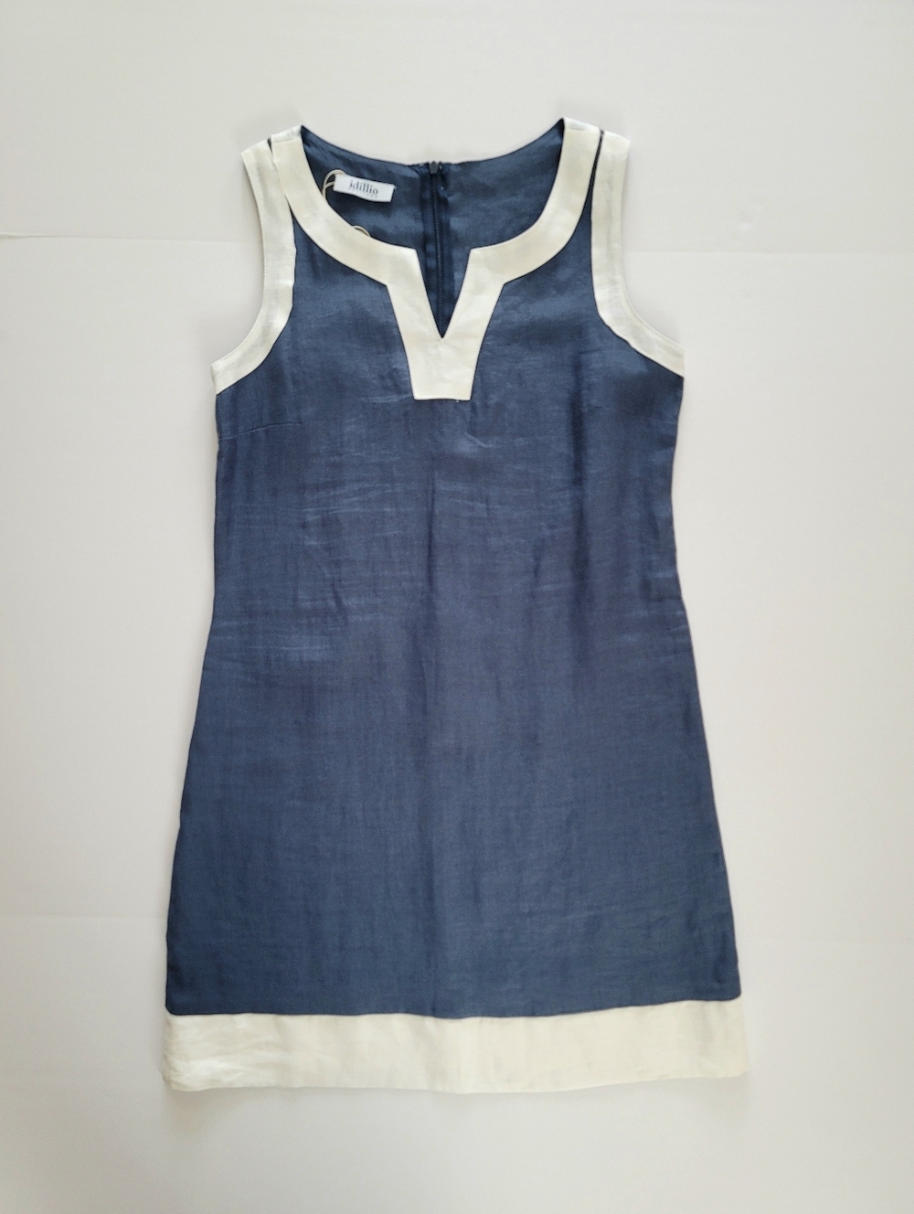 Idillio Positano Blue and White Linen Shift Dress European Summer Size XS